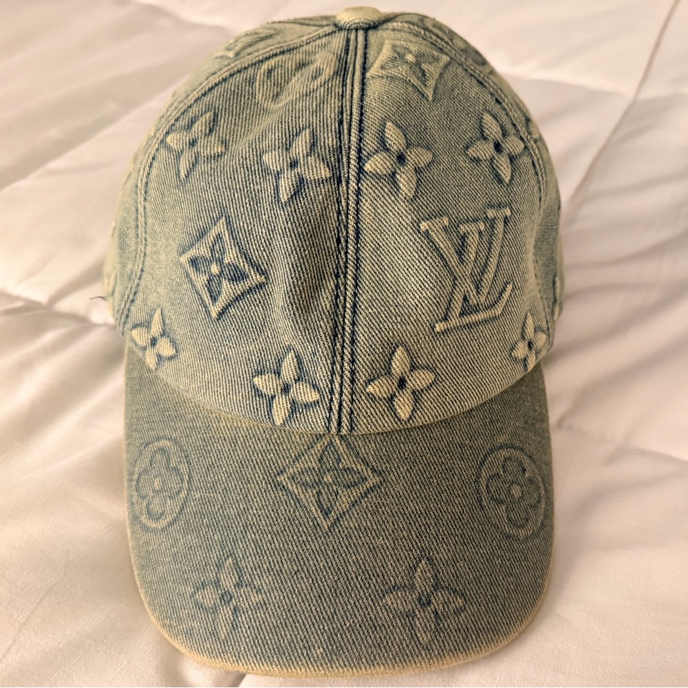 Louis Vuitton Light Green Denim Monogram Baseball Cap